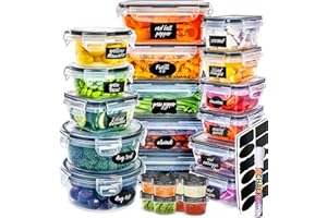 fullstar 50 PCS Plastic Food Storage Containers with Lids (24 Containers & 24 Lids), Leakproof BPA-Free Containers for Kitchen Organization, Meal Prep, Reusable Lunch Container - (Pack of 50)