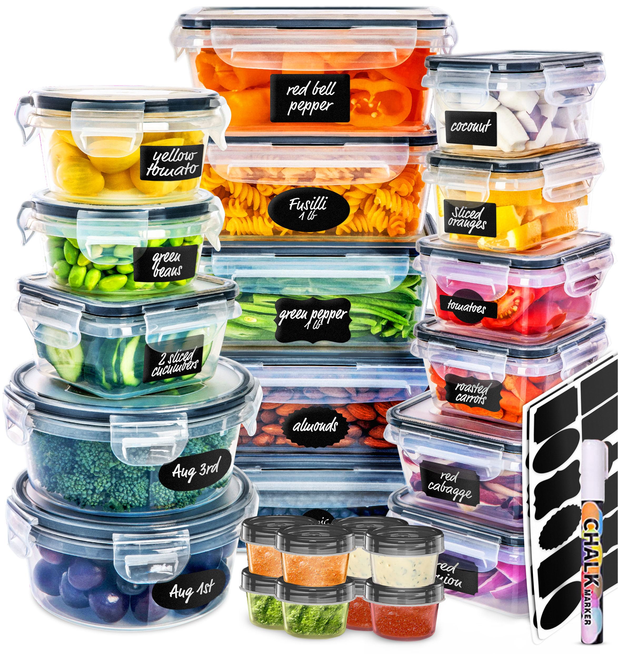 Photo 1 of fullstar 50-Piece Plastic Food Storage Containers with Lids (24 Containers & 24 Lids) - Leakproof, BPA-Free, Meal Prep Containers, Reusable Lunch Storage Set for Kitchen Organization (Pack of 50)