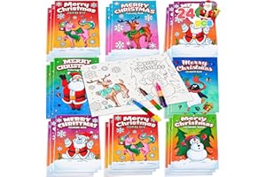 JOYIN 24 Pcs Christmas Coloring Book Bulk for Kids Mini Christmas Coloring Books in 6 Covers Great Gift Girls and Boys, Holid