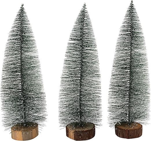 Amazon Com Juvale Mini Sisal Trees 3 Pack Snow Frosted Bottle