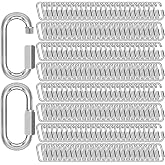 phepetroll M3.5-200 Pack 1.46&Prime; Quick Links Chain Connectors, 1/8&Prime; Galvanized Chain Locking Hooks, 180LBS Heavy Duty Thread Quick Link Clips, Twist Oval Keychain D Shape for Swing, Backpack, Key Ring
