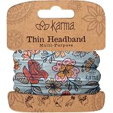 Karma, Thin Headband for Women, Fabric Headband and Stretchy Hair Scarf, American Floral