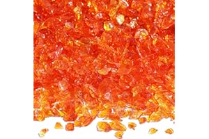 QYGL Crushed Glass for Resin Art, DIY Crafts, and Home Decor - 0.9LB Orange Broken Glass Pieces 3-6mm, for Vase Fillers, Tabletop Fire Pit, and Aquarium Rocks