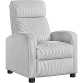 Yaheetech Recliner Chair with 3 Adjustable Angles Armchair Light Gray | Compact Corduroy Reclining Sofa Chair with Lumbar Support, Footrest, Pocket Springs for Living Room Bedroom Reading Room RV