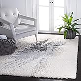 SAFAVIEH Fontana Shag Collection Area Rug - 10' x 14', Grey & Ivory, Modern Abstract Design, Non-Shedding & Easy Care, 2-inch