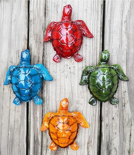 Amazon Com Giftme 5 Cute Sea Turtles Wall Decor Set Of 4 Indoor Outdoor Resin Wall Decor Prefect Addition To Pool Deck Backyard Walkways Or Entrances Garden Wall Sculptures Home Kitchen