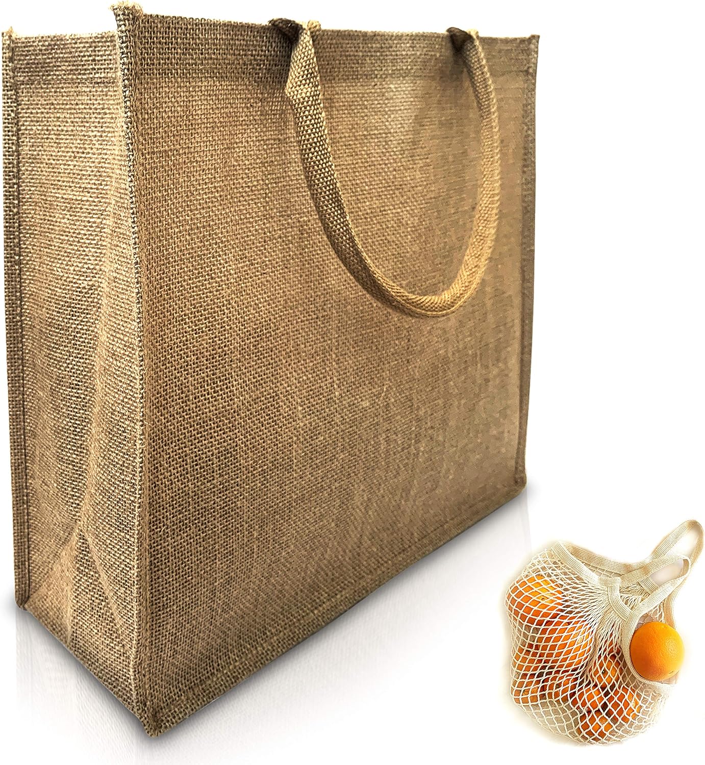 (Pack of 6 plus 1 Net Bag) Eco Friendly Reusable Jute Bag