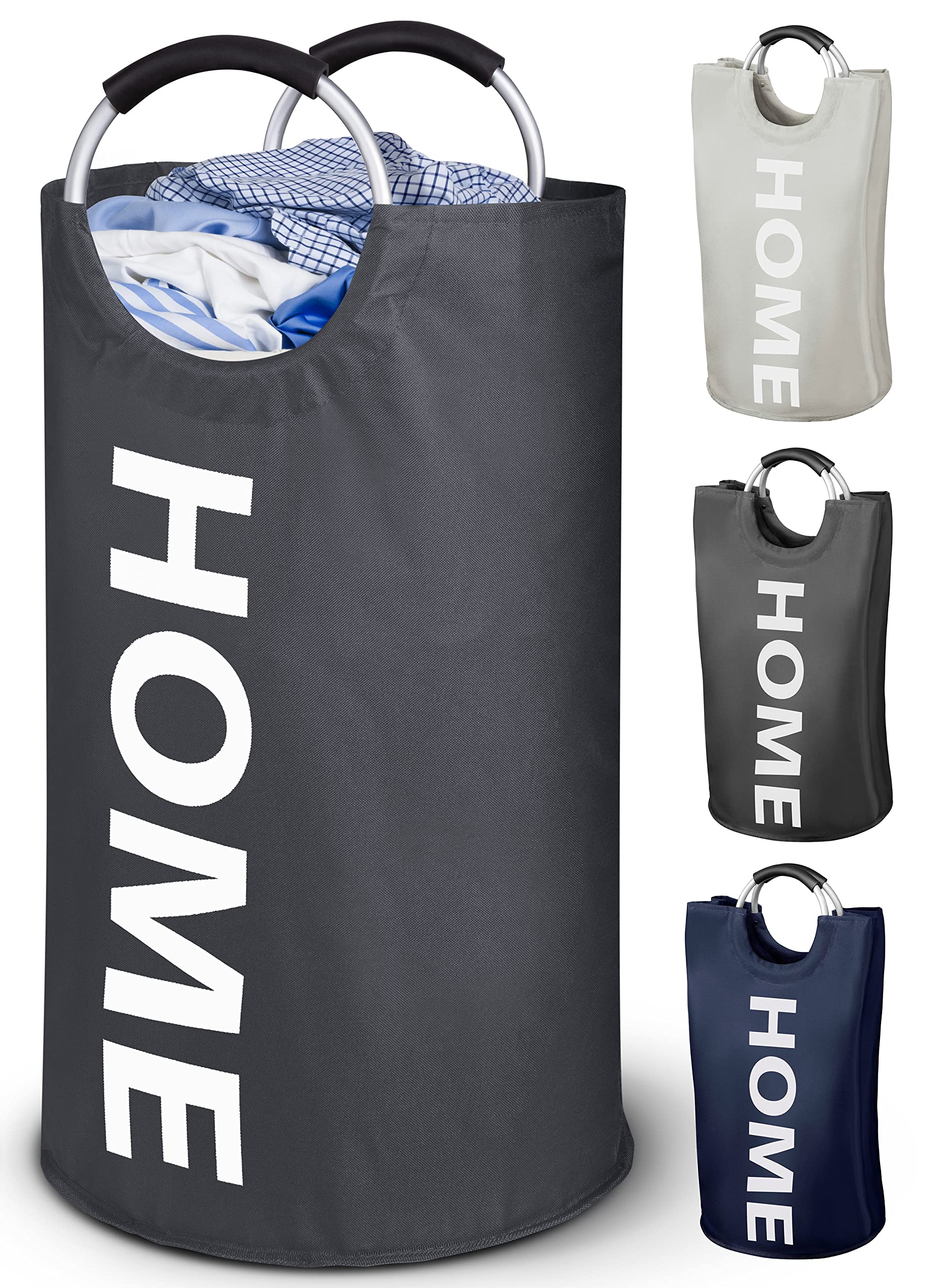 WELLENBORG® Premium Foldable Laundry Basket - 82L Large Collapsible Laundry Bin Bag - Double Layer Fabric, Reinforced Base Laundry Hamper - Waterproof Dirty Clothes Basket - Dirty Laundry Basket