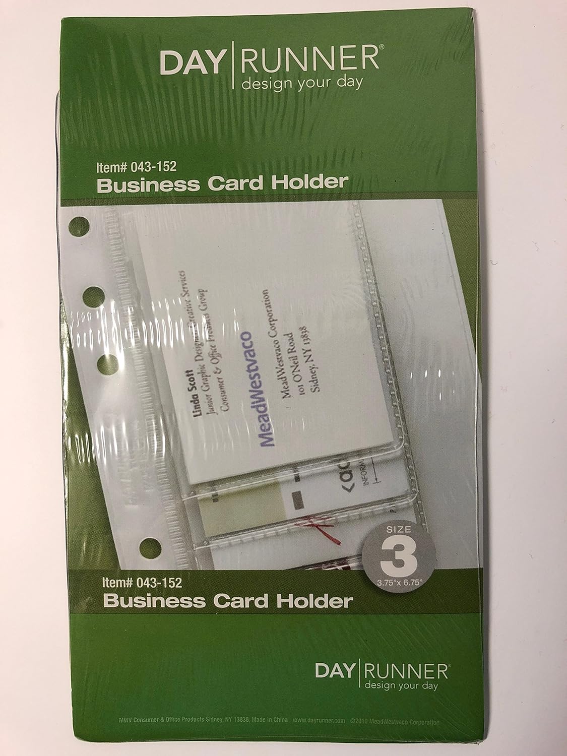043152 Day Runner Business Card Holder. Size 3 3/4 x 6 3/