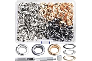 YORANYO 300Sets 12mm 1/2 Inch Grommets Eyelets Kit for Fabric Assorted Sewing Eyelets Grommet Washers with Setting Tools for Clothing Bags Shoes Belts Bags Dog Collars Curtain Tarps Canvas
