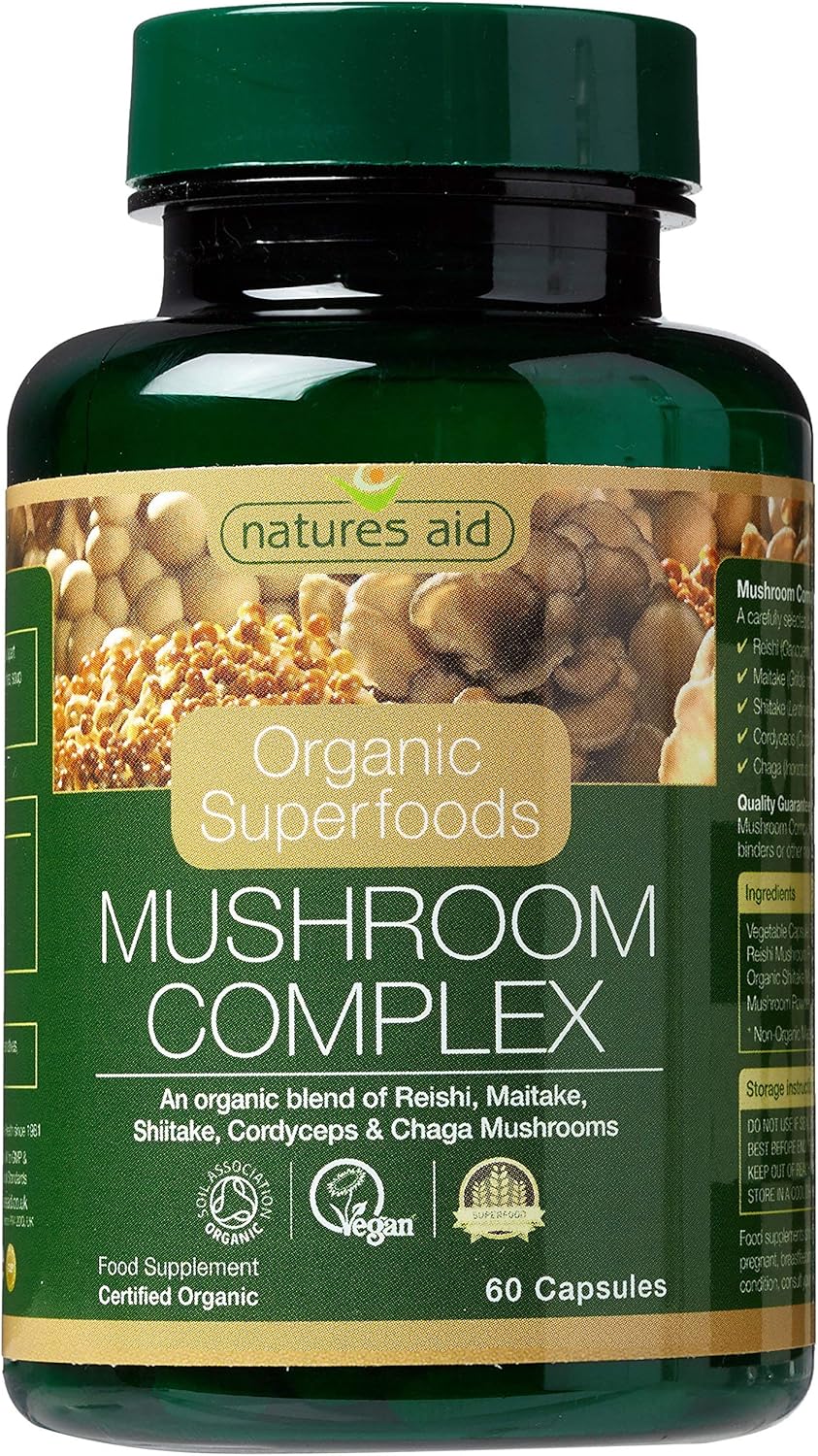 Natures Aid Organic Mushroom Complex, Soil Association Certified, Vegan