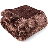 PAVILIA Faux Fur Throw Blanket Twin Tie-Dye Brown, Soft Warm Sherpa Blankets & Throws for Bed, Fluffy Plush Thick Fleece Throw Blanket for Couch Sofa, Reversible Furry Shaggy Blanket, Brown 60x80