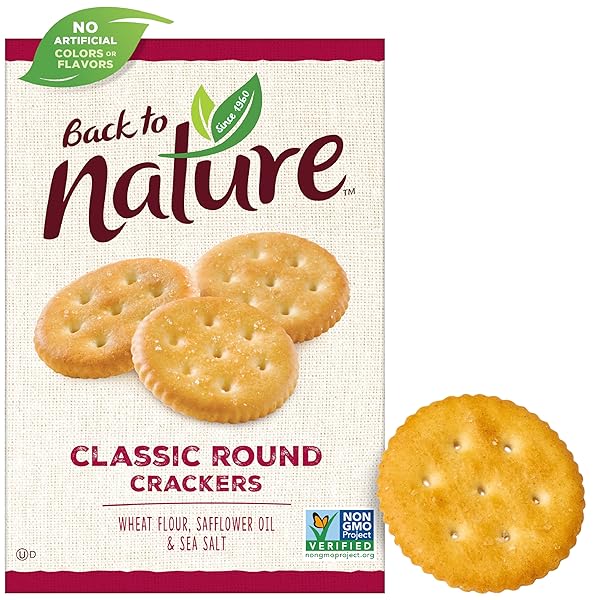 BACK TO NATURE CLASSIC ROUND CRACKERS – DAIRY FREE, NON-GMO, MADE WITH WHEAT FLOUR & SEA SALT, DELICIOUS & QUALITY SNACKS, 8.5 OUNCE