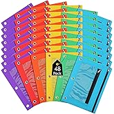Leelosp 48 Pack Pencil Pouch for 3 Ring Binder Mesh Zipper Pencil Case Bags Binder Pouches Bulk for School Writing Utensils Storage Supplies (Red,Orange,Yellow,Green,Aqua,Purple)