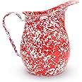Enamelware Pitcher, 3 quart, Red/White Splatter