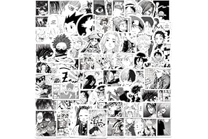 100pcs Black and White Anime Stickers for Kids,Movie Decorative Sticker for Kids Teens Waterproof Stickers for Water Bottle Laptop Luggage Helmet Skateboard Guitar