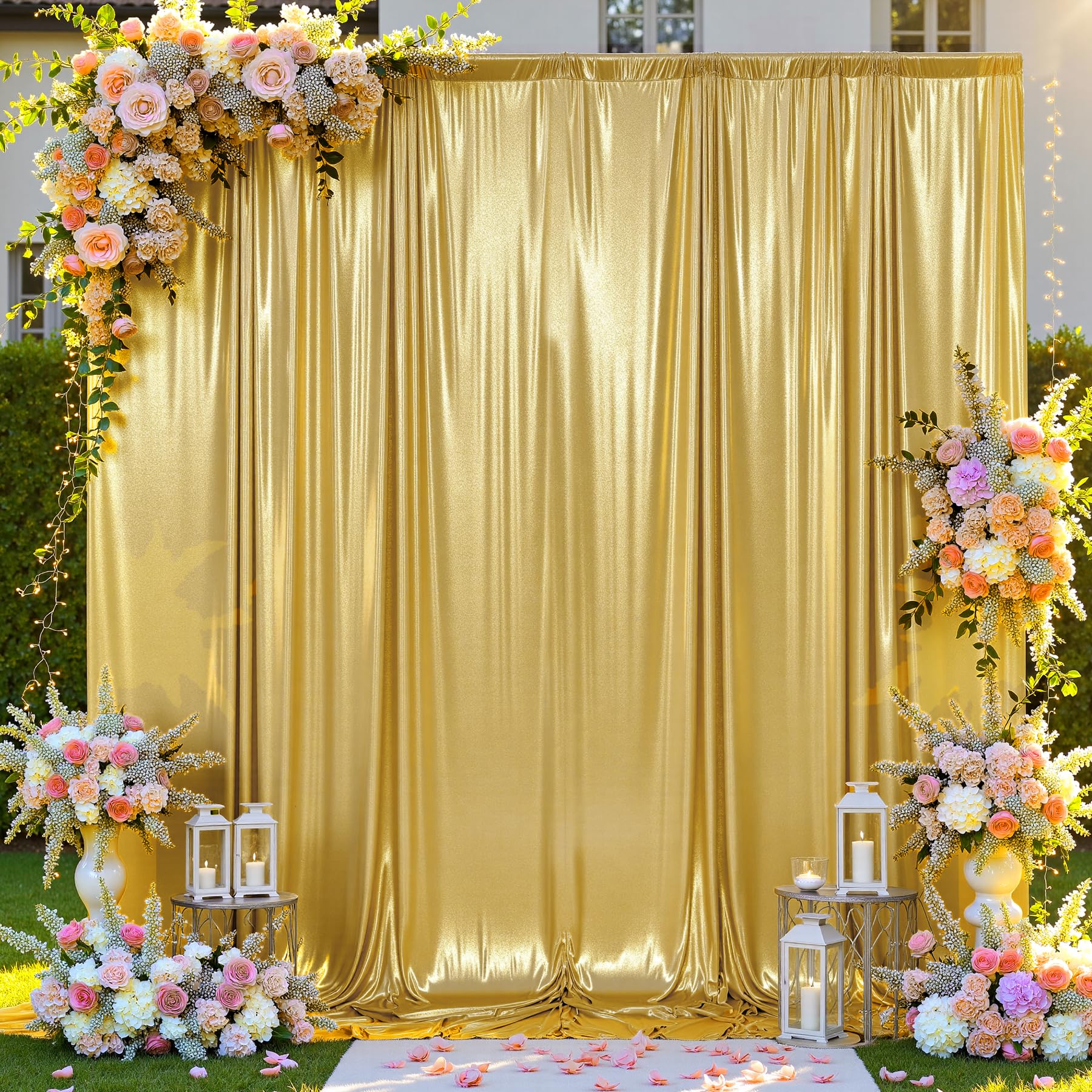 Photo 1 of 10ftx10ft Thick Gold Glitter Backdrop Curtain Panels for Parties, Wrinkle Free Sequin Sparking Photo Backdrop Drapes, 2 Panels 5x10ft Shimmer Back Drop Cloth for Wedding Birthday Photography