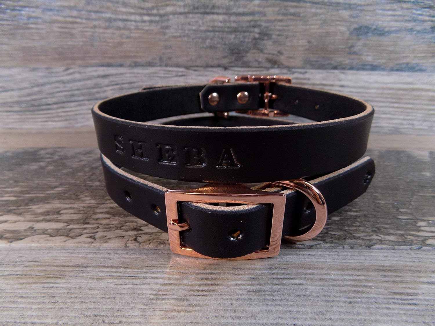 gold leather dog collar