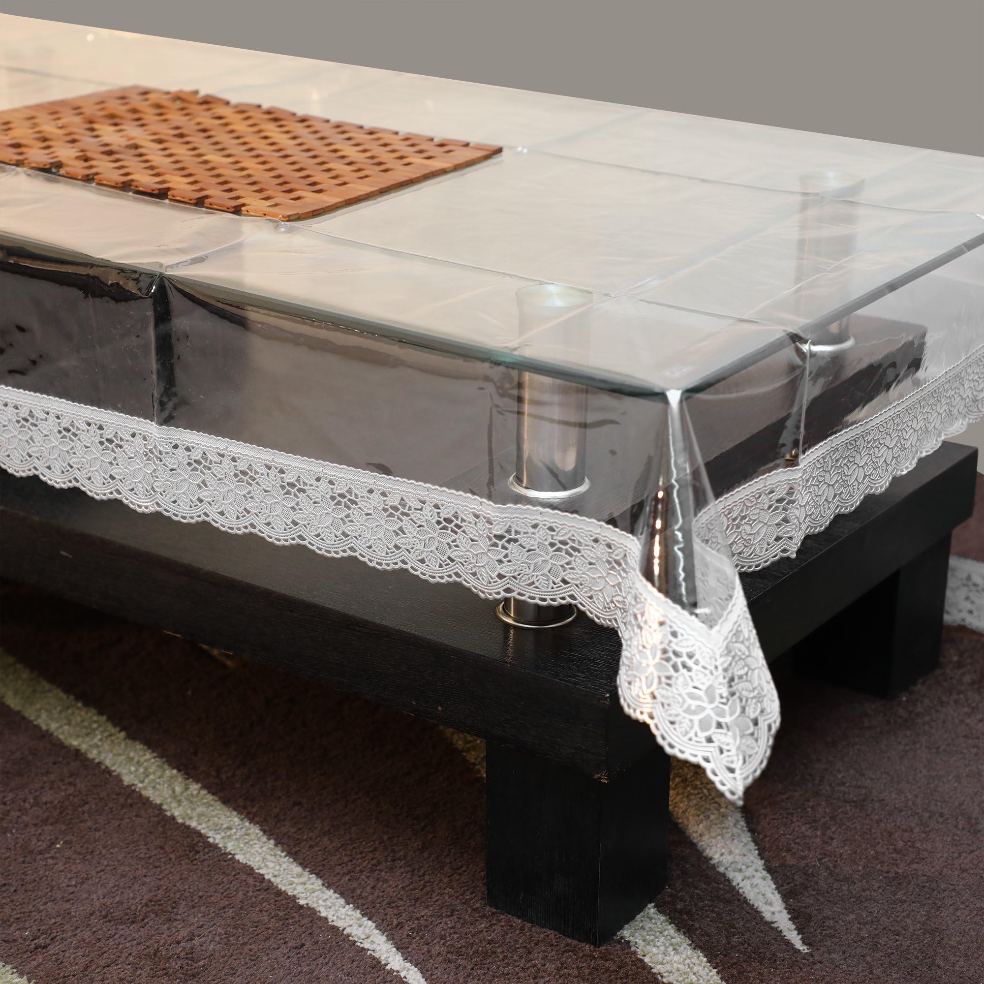 STITCHNEST - PVC Transparent Table Cover, Waterproof Oval Table Cover 10 Seater