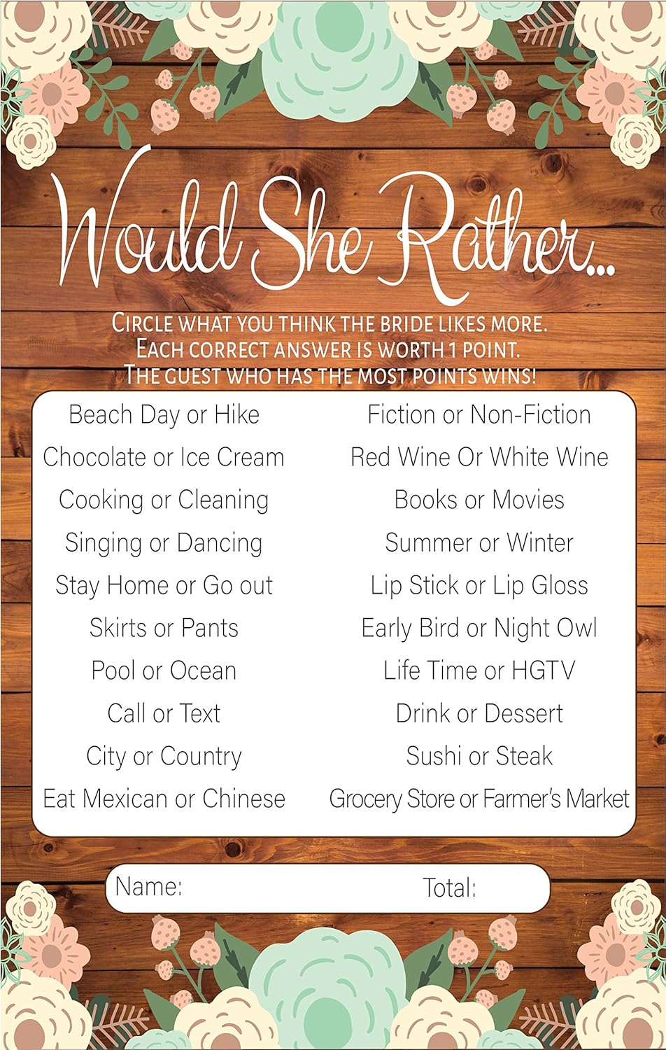 Amazon Com Bridal Bingo Rustic Bridal Shower Games Premium Card