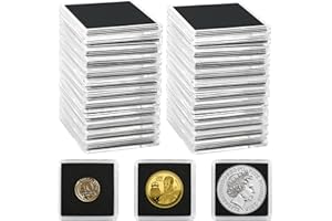 Uncle Paul 25 PCS Coin Capsules, Coin Snap Holders with 5 Sizes Black Gaskets 20/25/30/35/40mm, Clear Coin Cases for Coin Collection Supplies Silver Dollar Pounds Cents