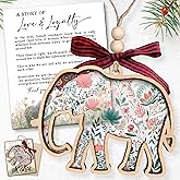TEEBIM Elephant Ornaments - Elephant Gifts for Women - Best Friend Friendship Gifts for Women - Sisterhood, Friendship Ornament - Friends Gift for Christmas - Wood Acrylic Ornament & Card