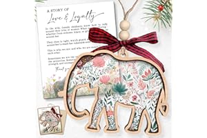 TEEBIM Elephant Ornaments - Elephant Gifts for Women - Best Friend Friendship Gifts for Women - Sisterhood, Friendship Ornament - Friends Gift for Christmas - Wood Acrylic Ornament & Card