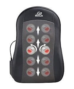 Snailax Cordless Shiatsu Back Massager with Heat Portable Kneading Massage Cushion Massage Chair Pad Relieve Muscle Soreness for Home Office use SL166 …