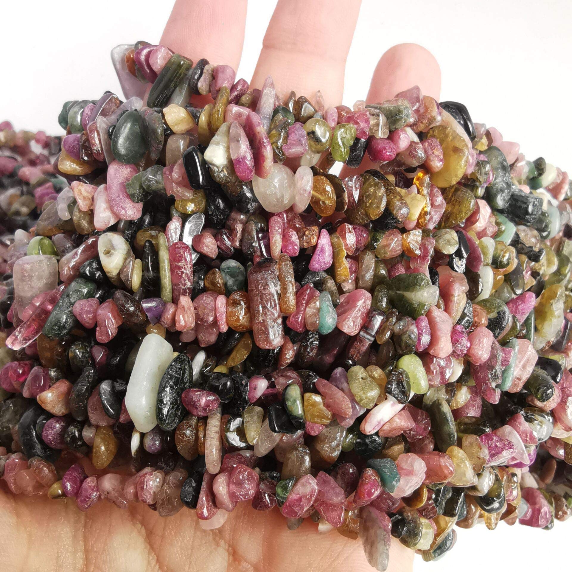 Lovionus89 150 CM Tourmaline Irregular Shaped Crystal and Healing Tumbled Chip Stone Beads for Jewelry Making
