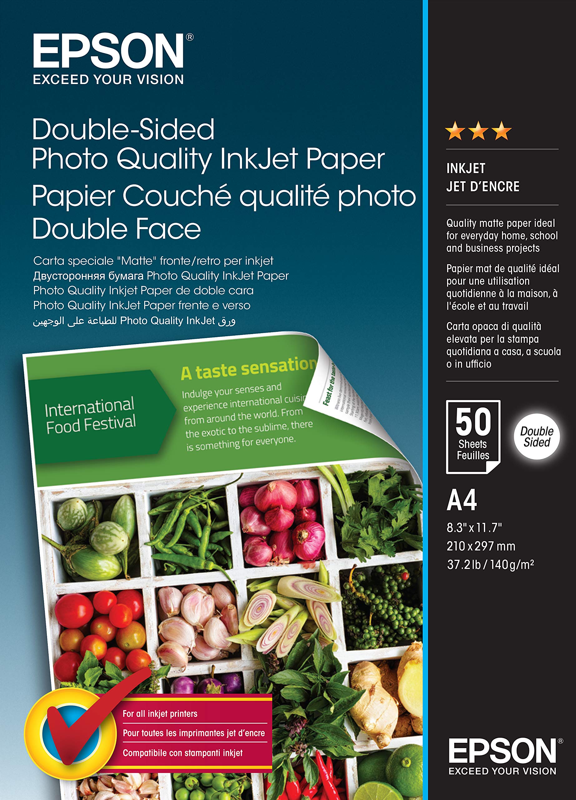 Epson Double-Sided Photo Quality Inkjet Paper A 4, 50sheets 140 g, White, C13S400059