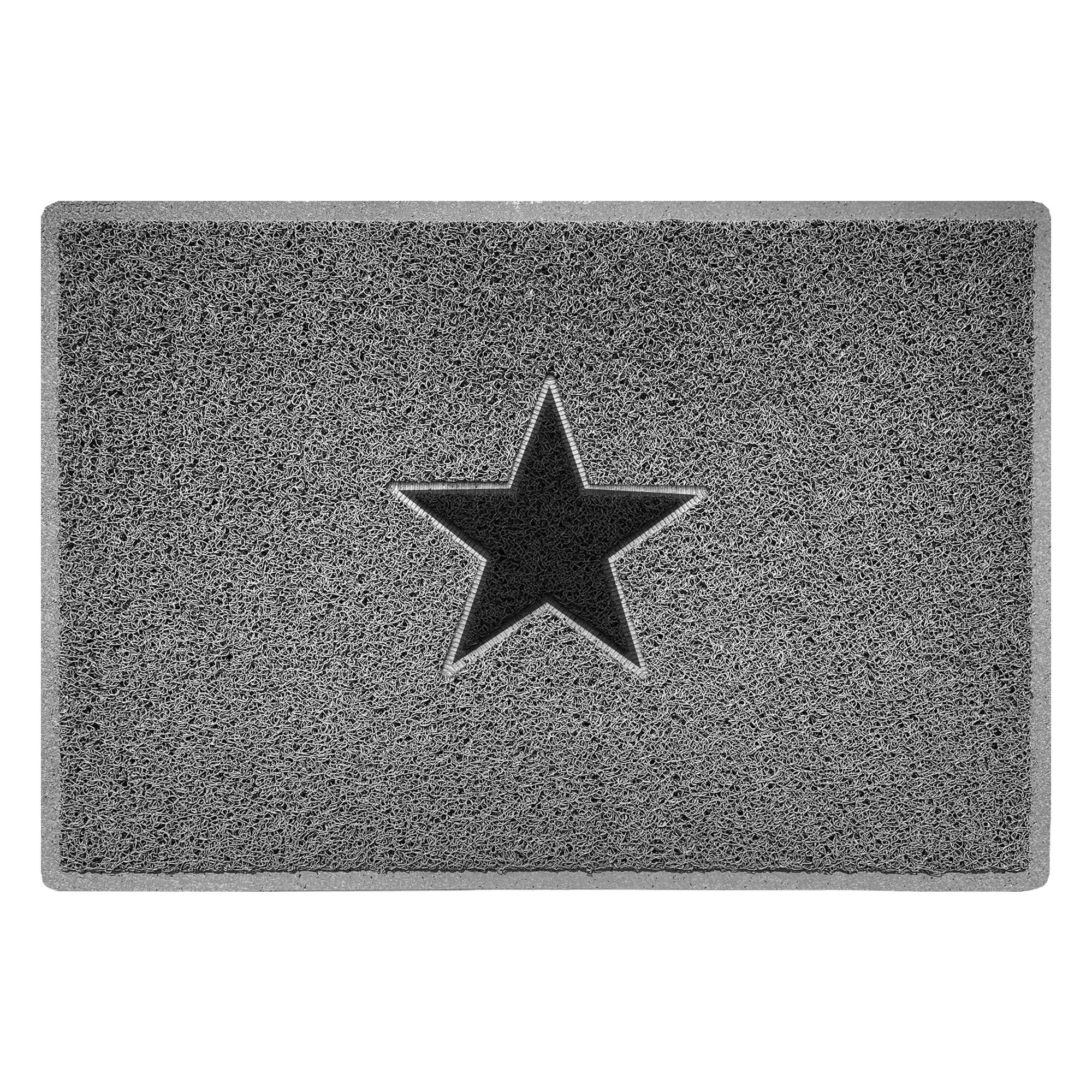 Nicoman STAR Door Mat｜Entrance Barrier Dirt-Trapper Floor Mat｜Patio Garden Conservatory Doormat｜Indoor Outdoor Matt｜Grey with Black Star, Large 90x60cm/3x2ft