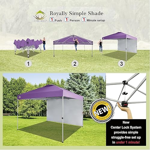 CROWN SHADES 10x10 Pop Up Canopy with Side Wall Beach Tent