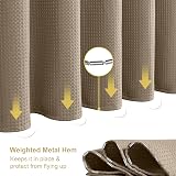Waterproof Narrow Shower Curtain 92x182cm Khaki with Hooks view 6