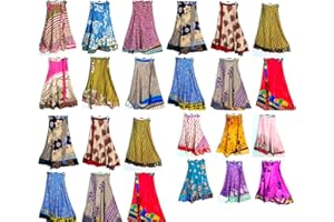 MARUBHUMI WholeSale Lot of Indian Vintage Silk Saree Recycled Magic Wrap Around Bohemian Silk Skirt Reversible Boho Dress