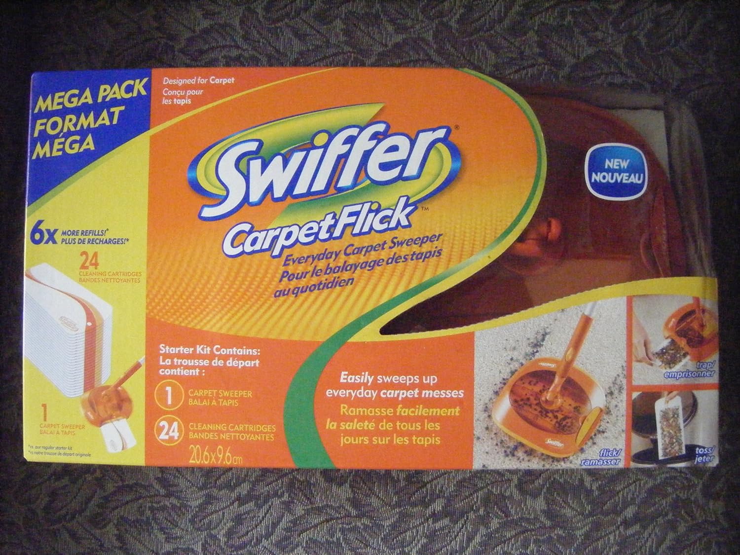Amazon Com Swiffer Carpet Flick Starter Kit 1 Carpet Sweeper 24 Cleaning Cartridges