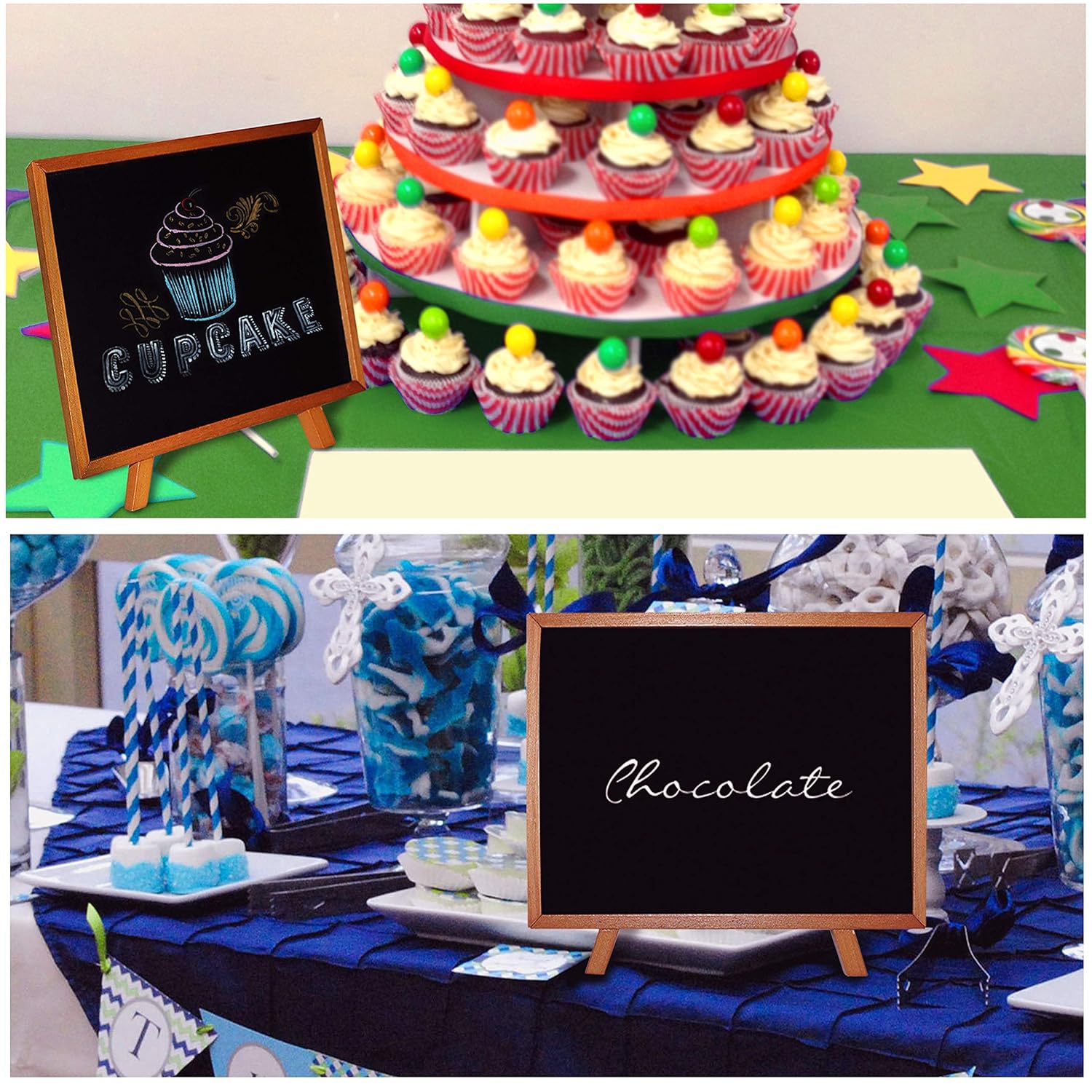 Tabella Numeri -Mini Lavagne in Legno con Cavalletto 19x26 cm-Piccola Lavagna Rettangolare in Legno con Supporto Cavalletto per Matrimoni 3 Pezzi Mini Lavagnette Buffet Feste