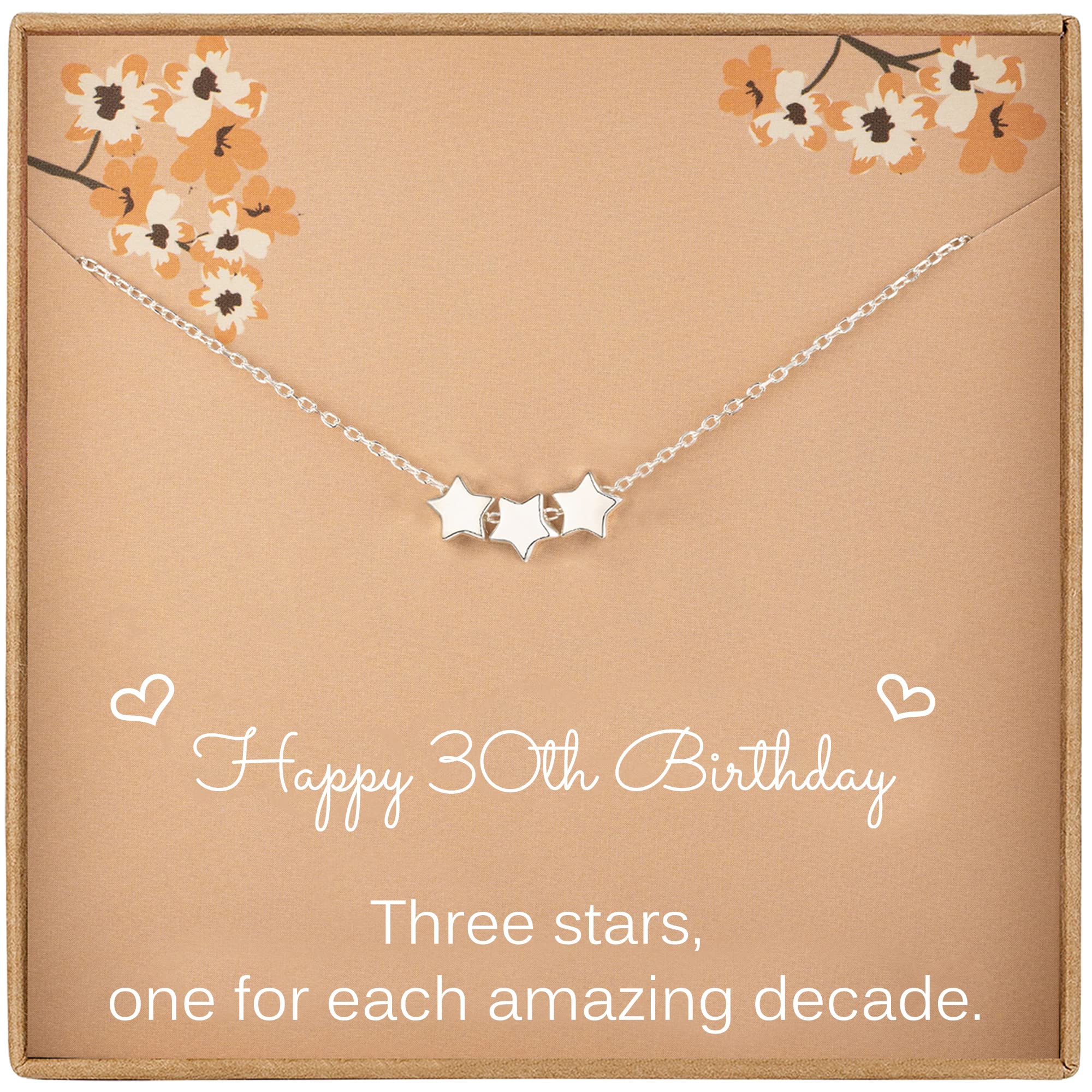 Pabenlily 30th Birthday Gifts for Women, Sterling Silver Star Necklace, Cute 6mm Star Beads, 30th Birthday Jewellery