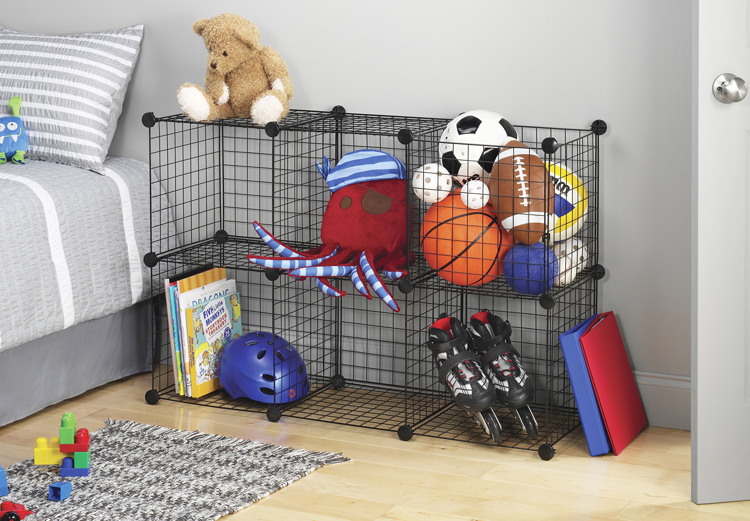 Whitmor Storage Cubes Stackable Interlocking Wire Shelves Black