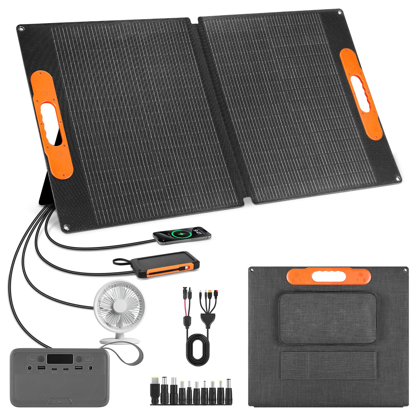 Photo 1 of 100w Solar Panel Portable Solar Panels for Camping QC3.0 12v Dustproof Waterproof A+ Single-Crystal Silicon High Efficiency IP67