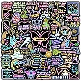 50 Pcs Neon Inspirational Quotes Stickers for Water Bottles, Cool Spanish Motivational Words Laptop Decals, Kids Adults Waterproof Vinyl Positive Affirmation Sticker, Luggage Scrapbook Phone Cases
