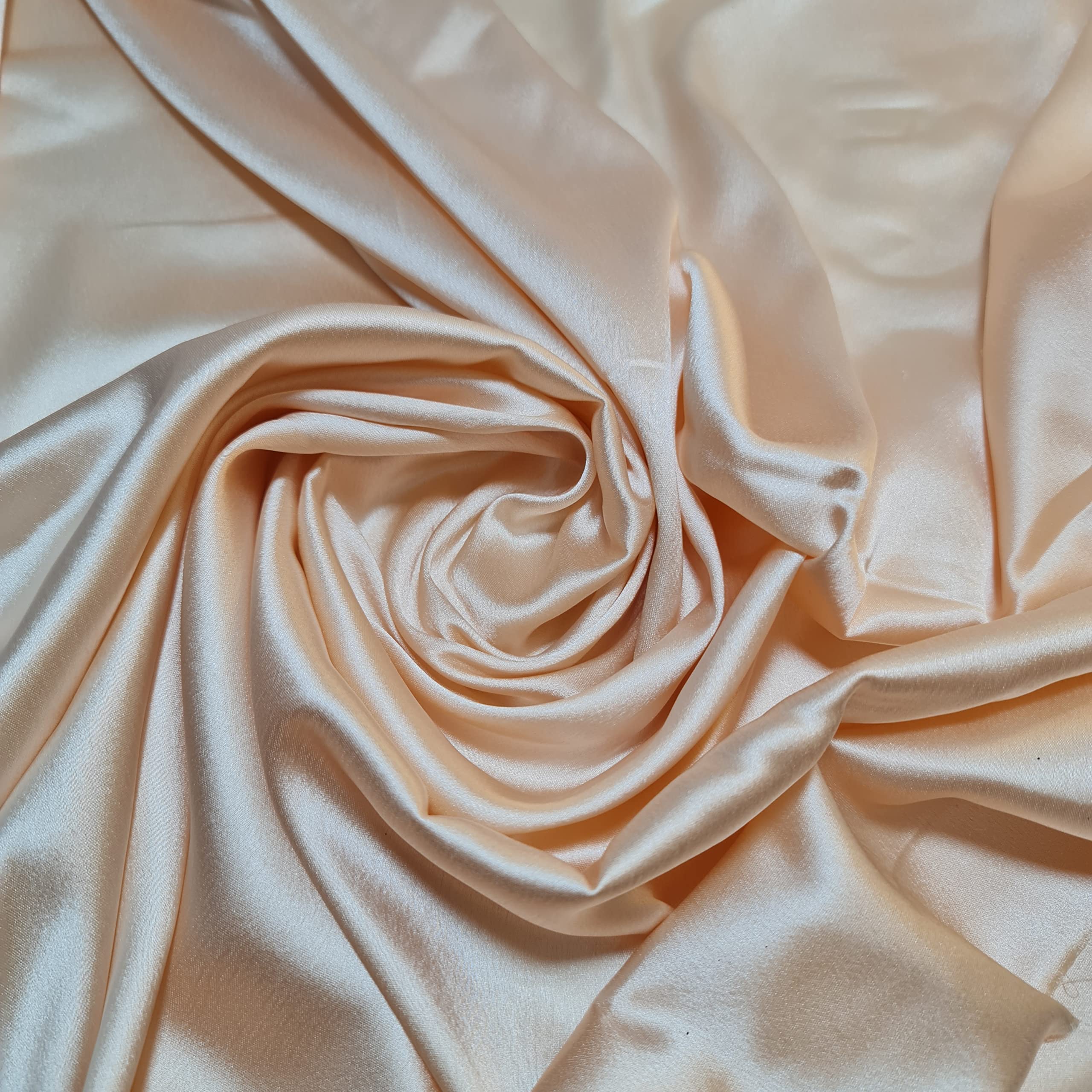 Glossy Charmeuse Silk Satin Bridal Dress Polyester Lining Craft Fabric 44" Meter (2 Meter, Skin)