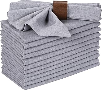 Bedding Craft Cotton Dinner Cloth Napkins Set of 12 – 18x18 Dark Grey Fabric – Reusable & Machine Washable Dinner Napkins for Weddings, Restaurants & Everyday Use