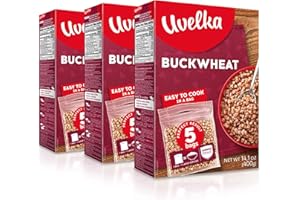 Uvelka Kasha Buckwheat BOIL IN BAG - 5x80Gr (14oz), Pack of 3, Organic Food