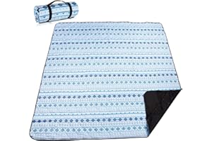 Airensky Extra Large(79 "x 83") Picnic Blanket, 3-Layer Thicking Outdoor Camping Blanket, Machine Washable Beach Blanket, Waterproof and Wear-Resistant, Soft and Comfortable(Boho Blue)