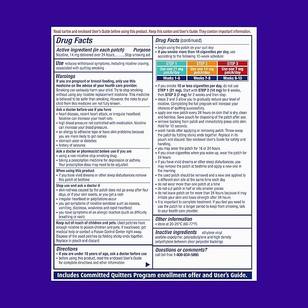 NICODERM CQ NICOTINE PATCHES TO HELP STOP SMOKING WITH BEHAVIORAL SUPPORT PROGRAM, 14MG, STEP 2-21 COUNT