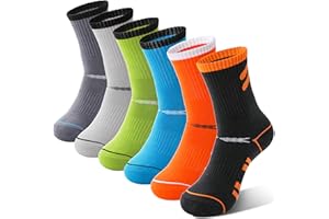 Sandsuced 6 Pairs Kids Boys Socks Athletic Basketball Sport Youth Crew Cotton Soft Breathable Socks for Outdoor