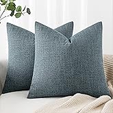 MIULEE Pack of 2 Decorative Linen Burlap Coastal Pillow Covers Farmhouse Accent Pillowcases for Sofa Car Couch Bedroom Living Room Decor 18x18 Inch Dusty Blue