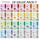 DERMAL Collagen Essence Full Face Facial Mask Sheet Pack of 24