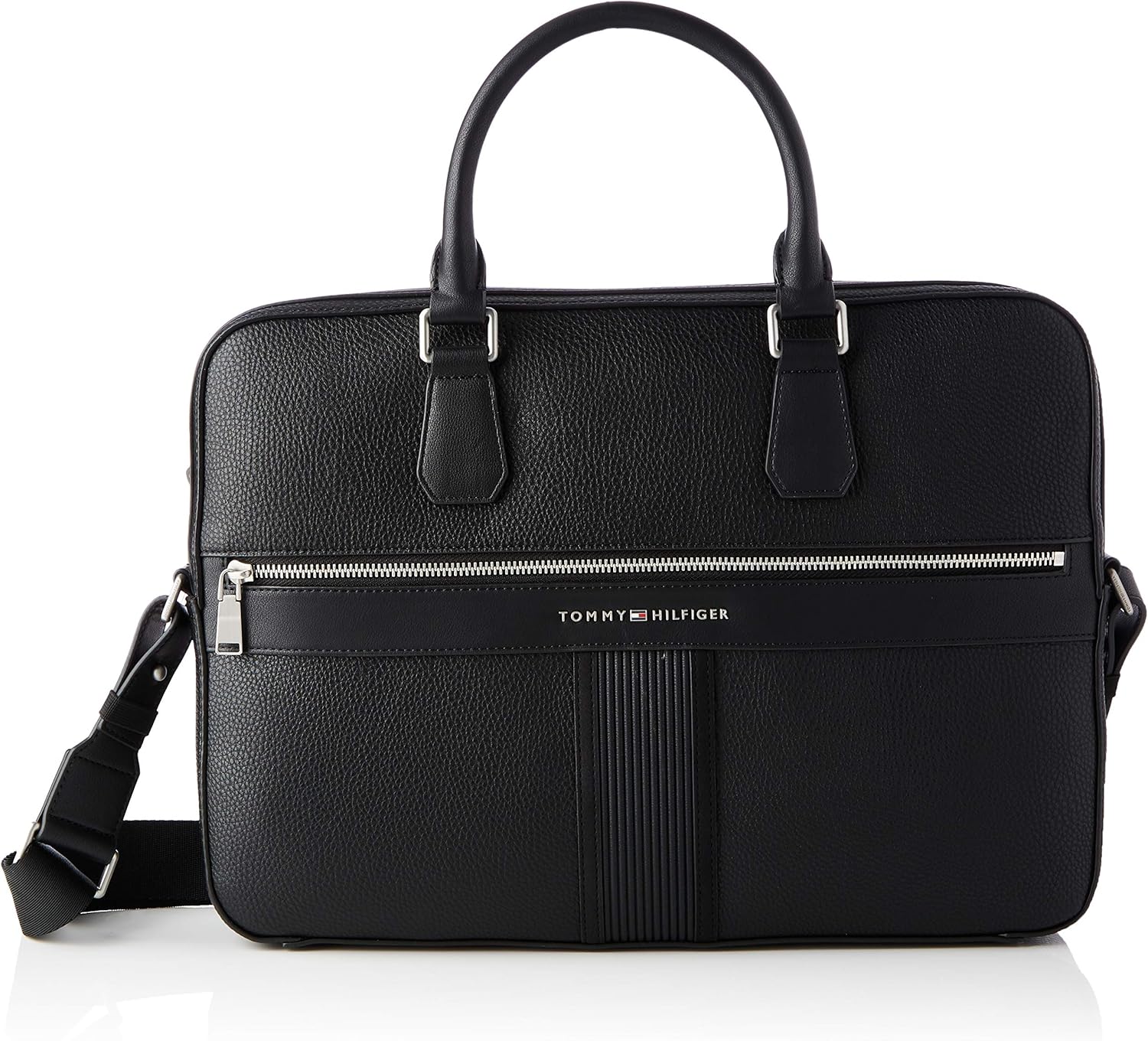 Tommy Hilfiger Men's TH DOWNTOWN SLIM COMPUTER BAG, Black, One Size