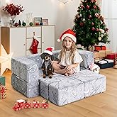 AMICLIBER Kids Sofa Couch, Modular Kids Play Couch for Playing, Creativing, Sleeping, Convertible Toddler Play Foam, Glow in The Dark, Child Sectional Sofa for Playroom,Bedroom Furniture